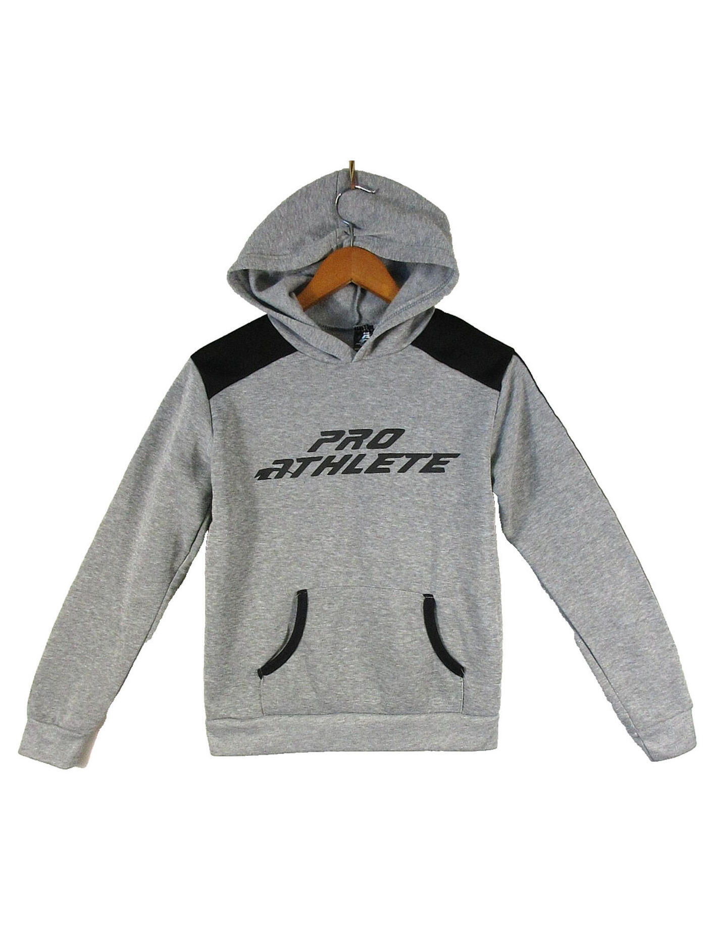 Pro Athlete Boys Pullover Hoodie Sweatshirt Long Sleeve Pockets Size 14/16 Gray